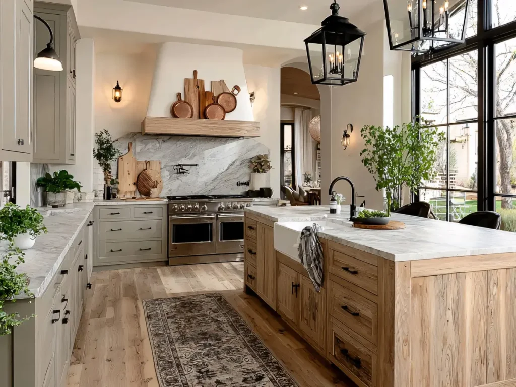 Kitchen remodel design inspiration featuring natural wood cabinetry, marble countertops, and modern finishes