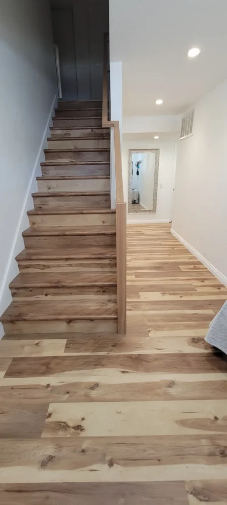 Concord CA staircase and hallway remodel with new hardwood flooring