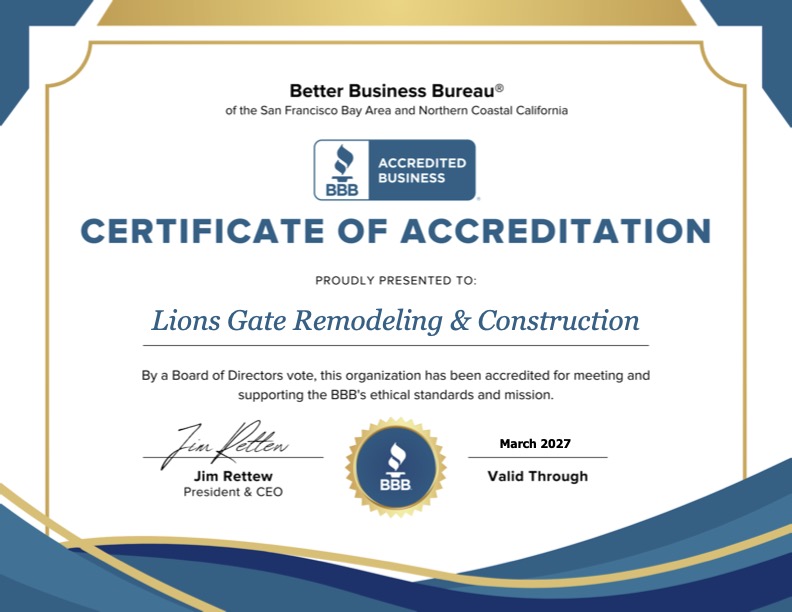 BBB Accredited Remodeling Contractor in the Bay Area | Lions Gate